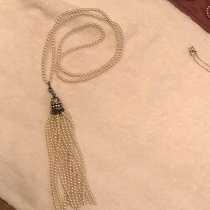 Chico’s pearl tassel necklace